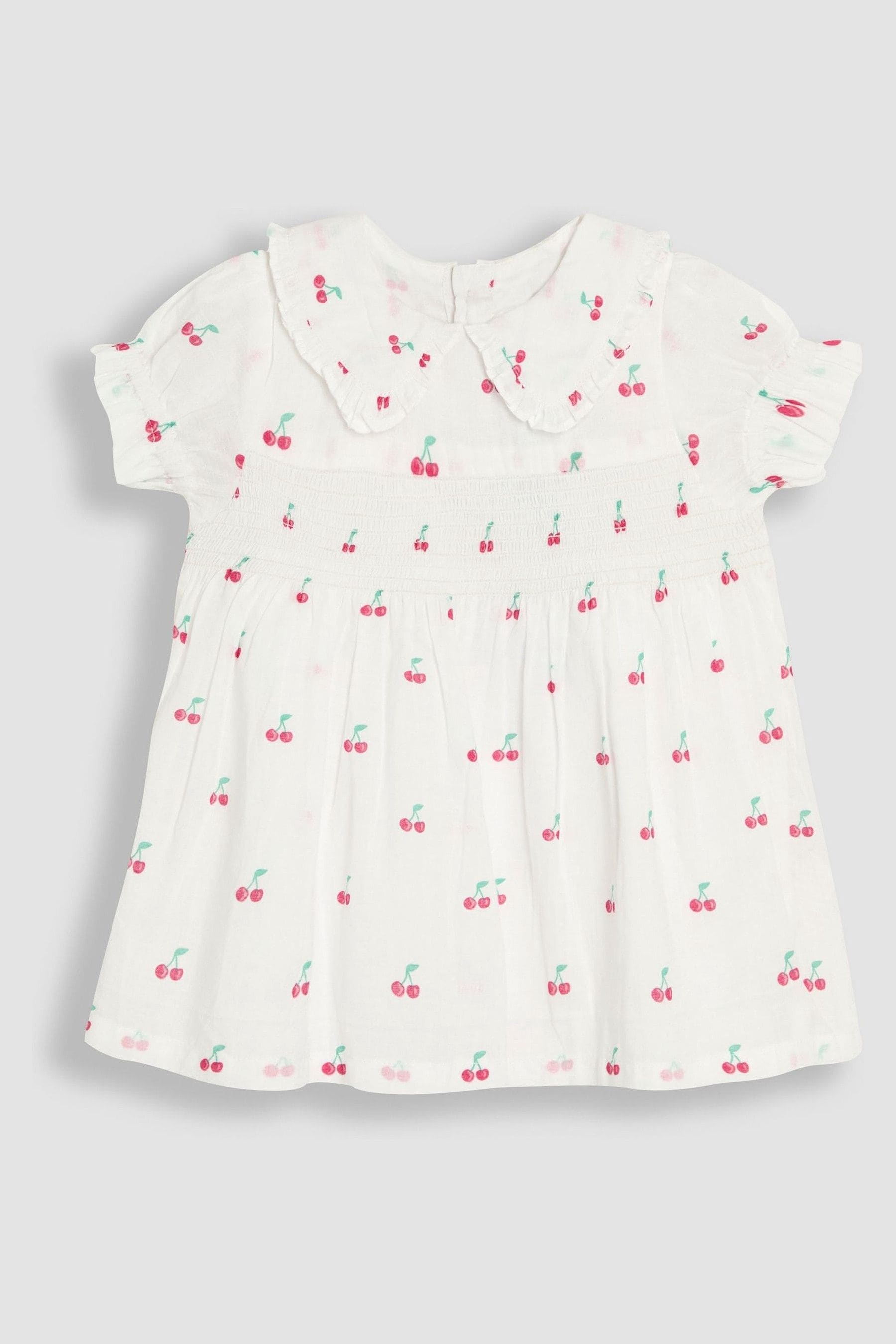 White Cherry Peter Pan Collar Smocked Blouse 6-12 Mths Matron Inn