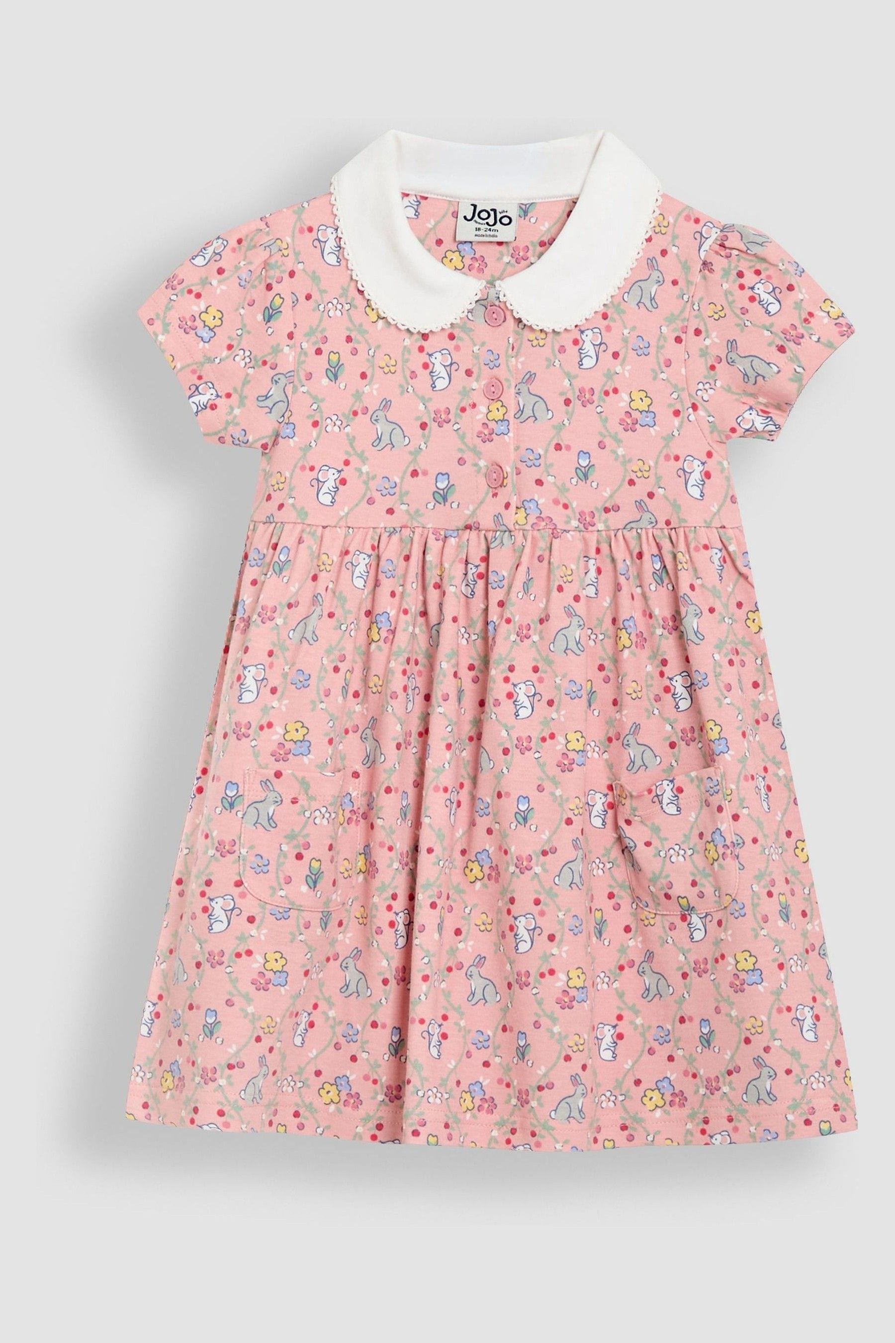 Pink Bunny Peter Pan Collar Button Front Dress 6-12 Mths Matron Inn