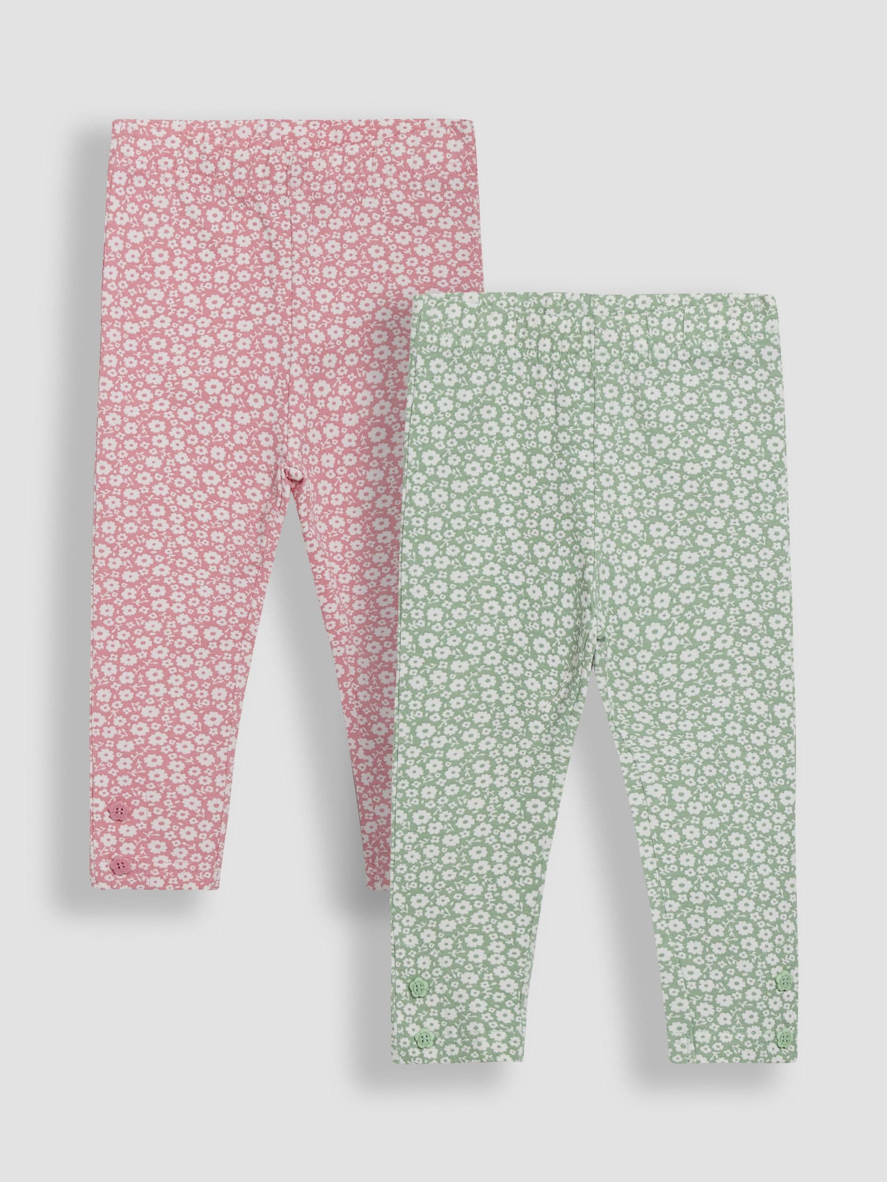 Pastel Green Ditsy Floral Leggings 2 Pack 6-12 Mths