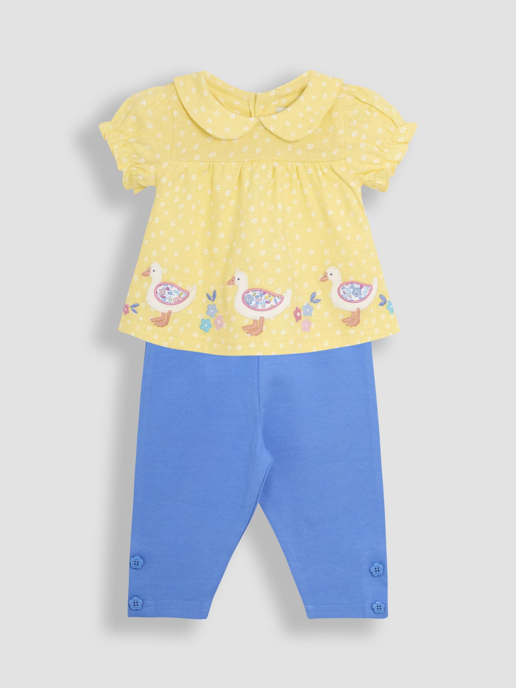 Yellow Duck Appliqué Collared Blouse & Leggings Set 2 Piece 6-12 Mths