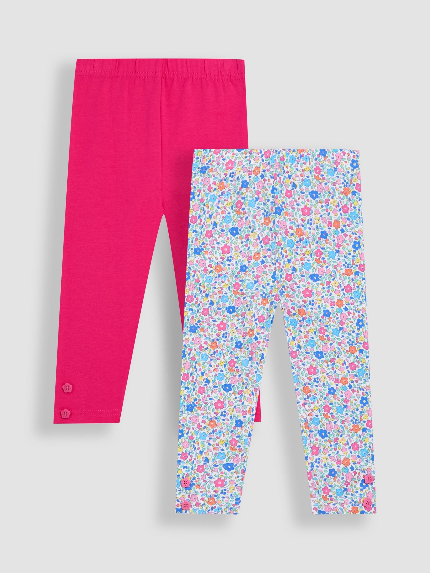 Fuchsia Pink Ditsy Floral Leggings 2 Pack 6-12 Mths