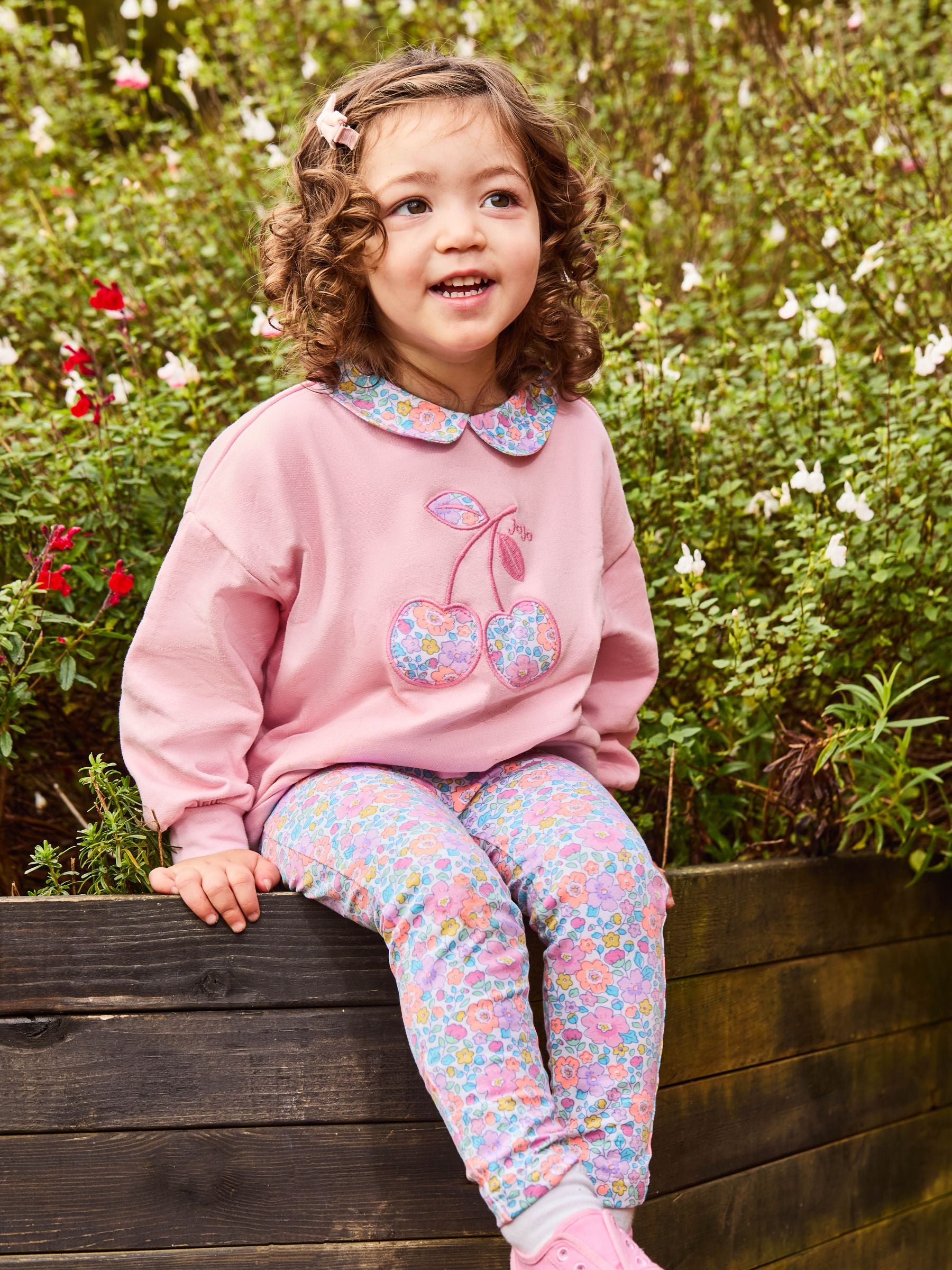 Pink Cherry 2-Piece Appliqué Sweatshirt & Leggings Set 6-12 Mths