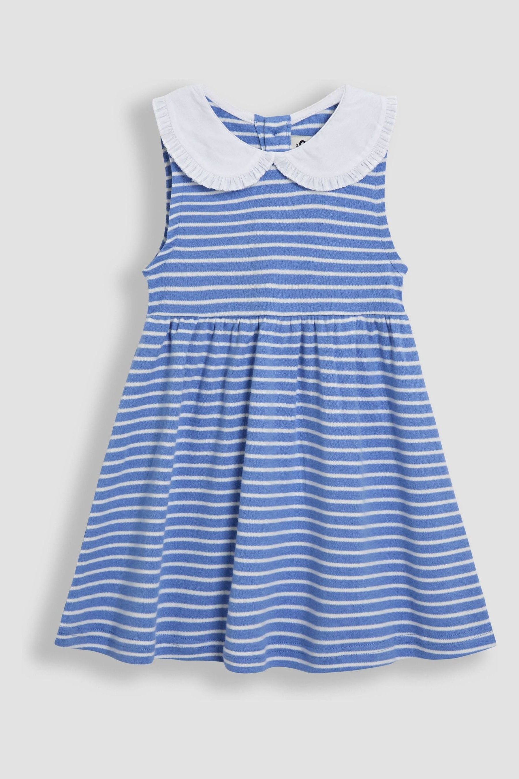 Blue Stripe Classic Peter Pan Sleeveless 100% Cotton Dress 6-12 Mths Matron Inn