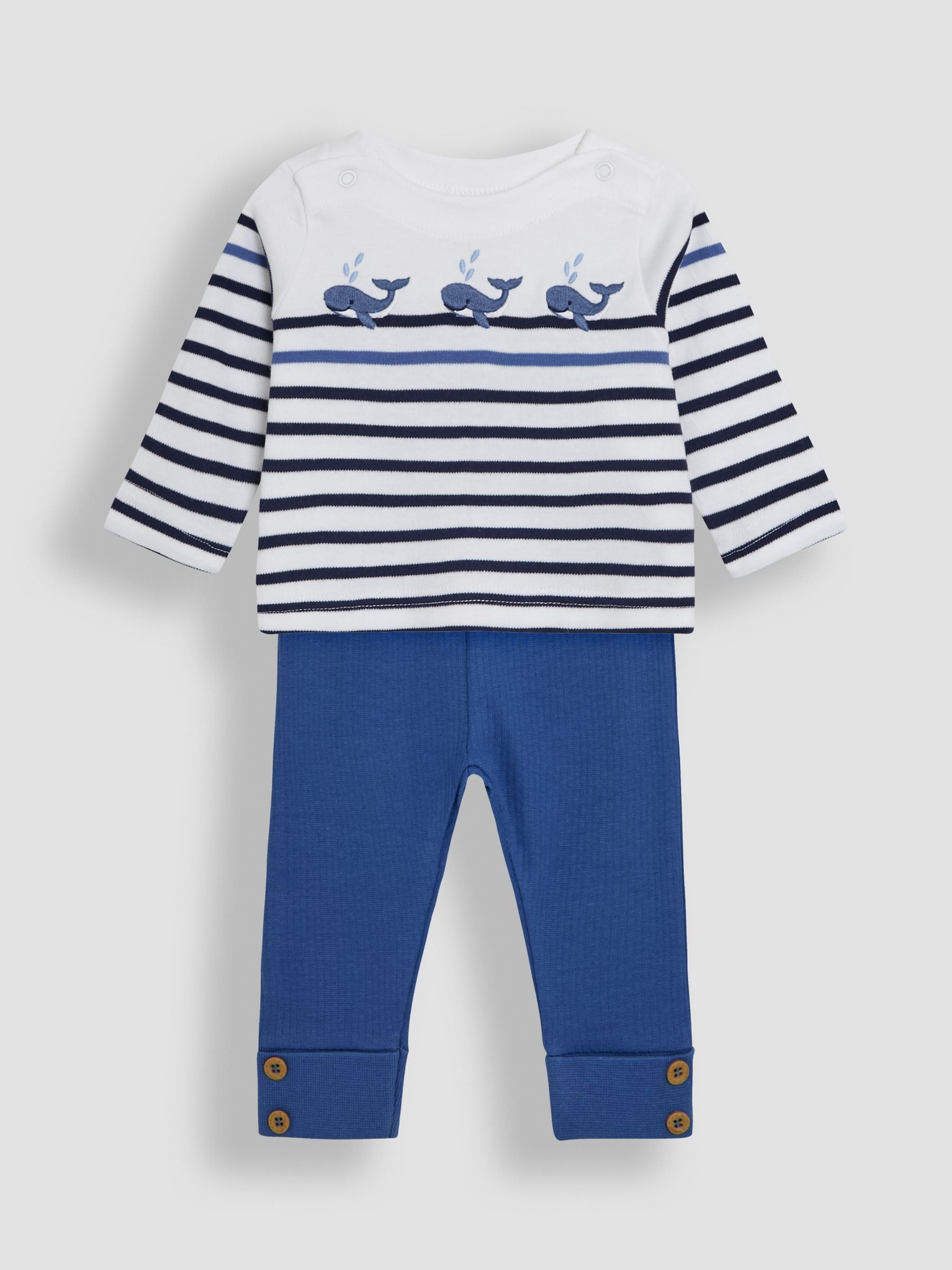 White Whale 2-Piece Embroidered Top & Rib Leggings Set 6-12 Mths