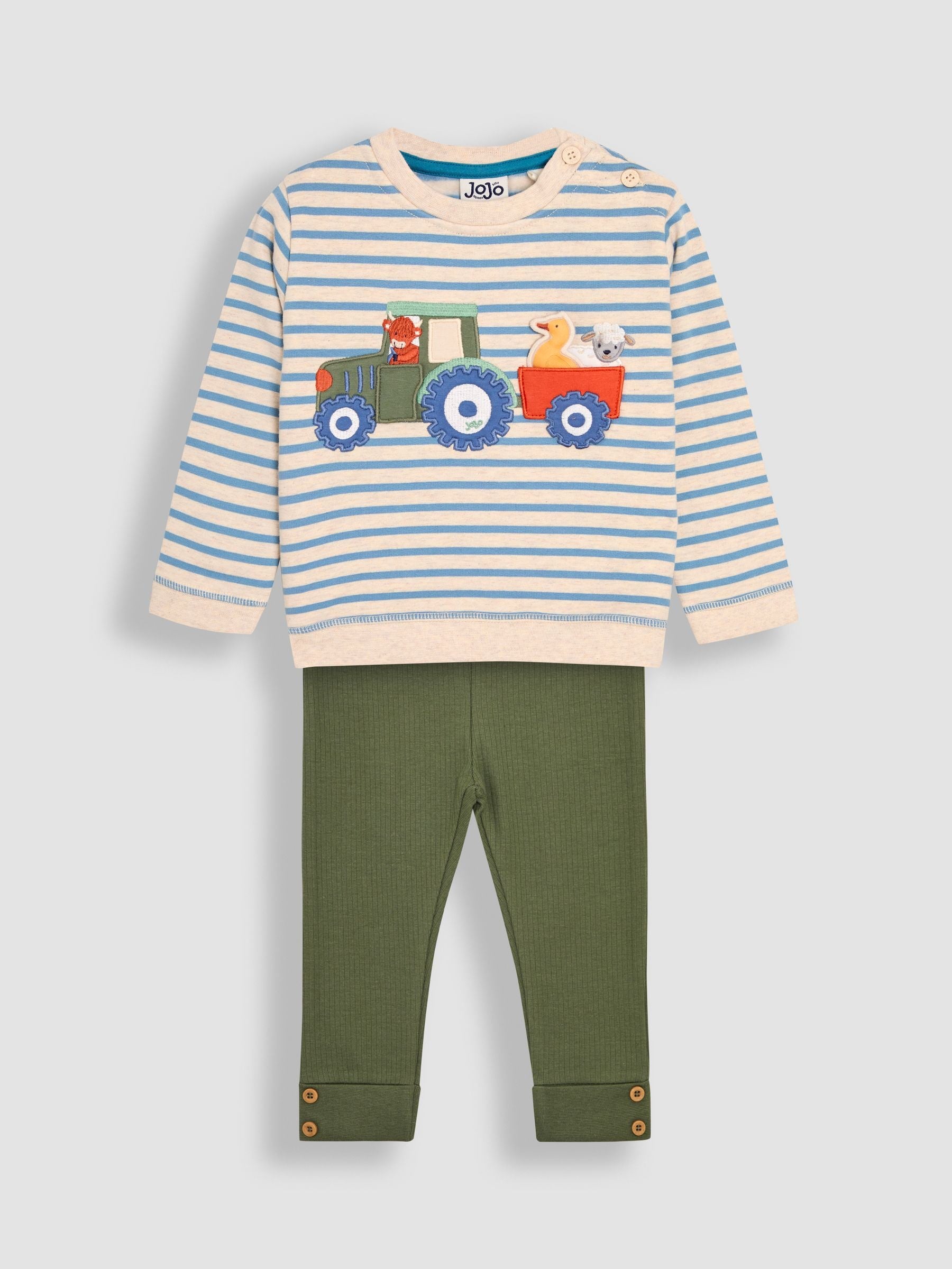 Blue Tractor Appliqué Sweatshirt & Leggings Set 6-12 Mths