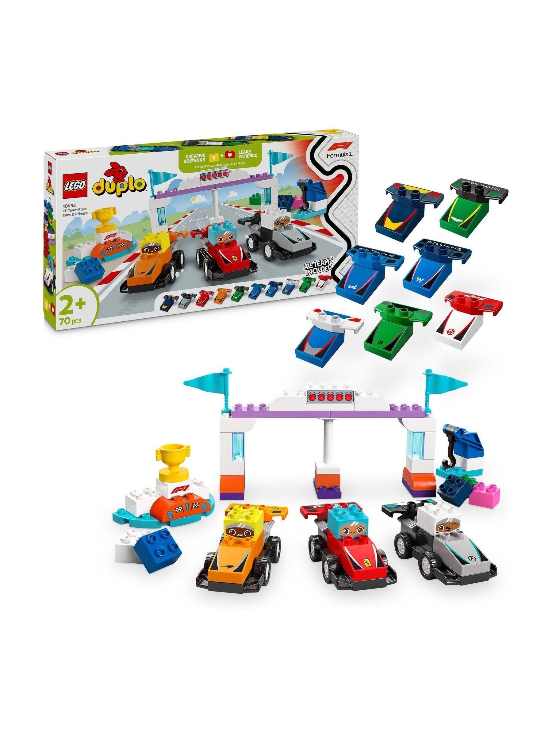 Lego DUPLO F1 Team Race Cars And Drivers Toy Set 10445 ONE