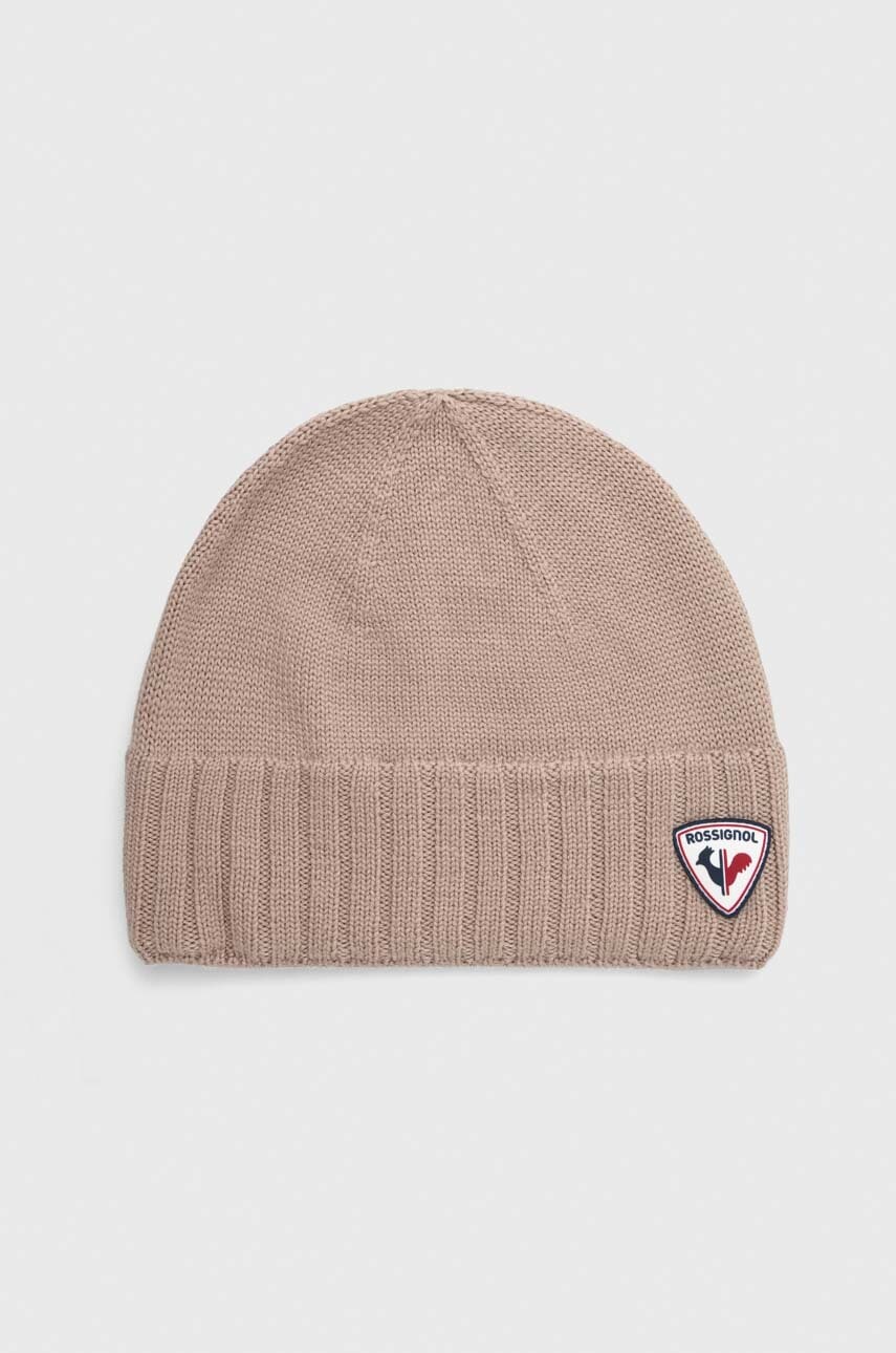 Vunena kapa Rossignol boja: bež, od tanke pletenine, vunena