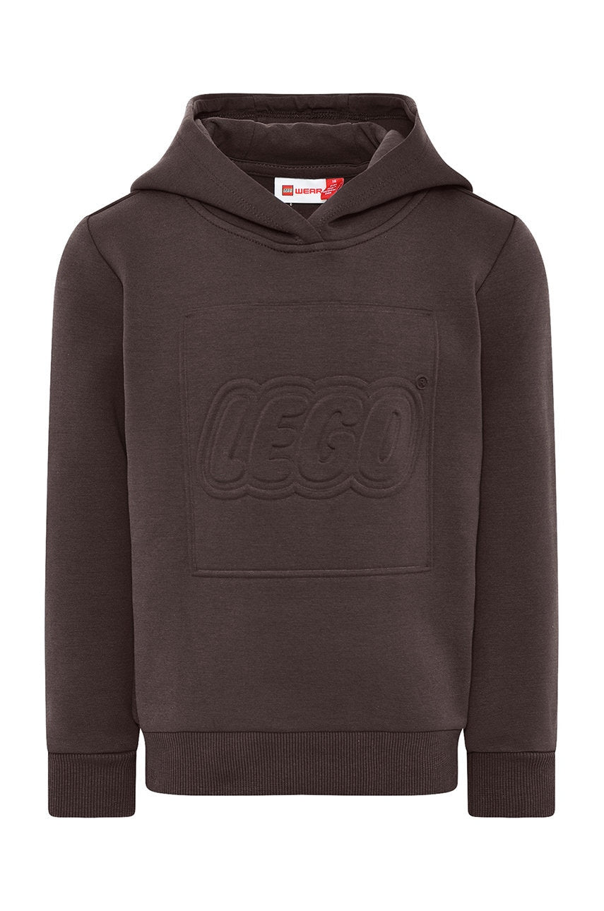 Dječja dukserica Lego Wear boja: smeđa, s kapuljačom, s aplikacijom