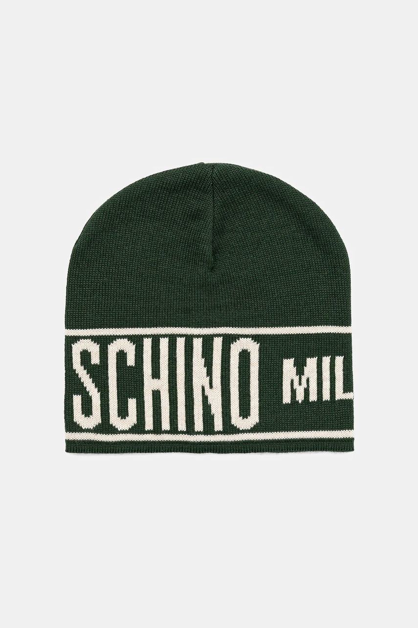 Vunena kapa Moschino boja: zelena, od tanke pletenine, M5633 60081