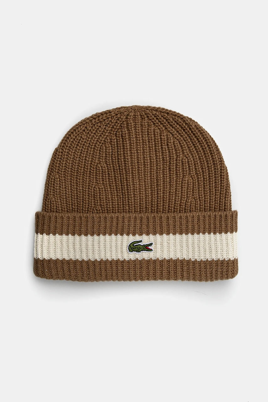 Vunena kapa Lacoste boja: crna, od tanke pletenine, vunena