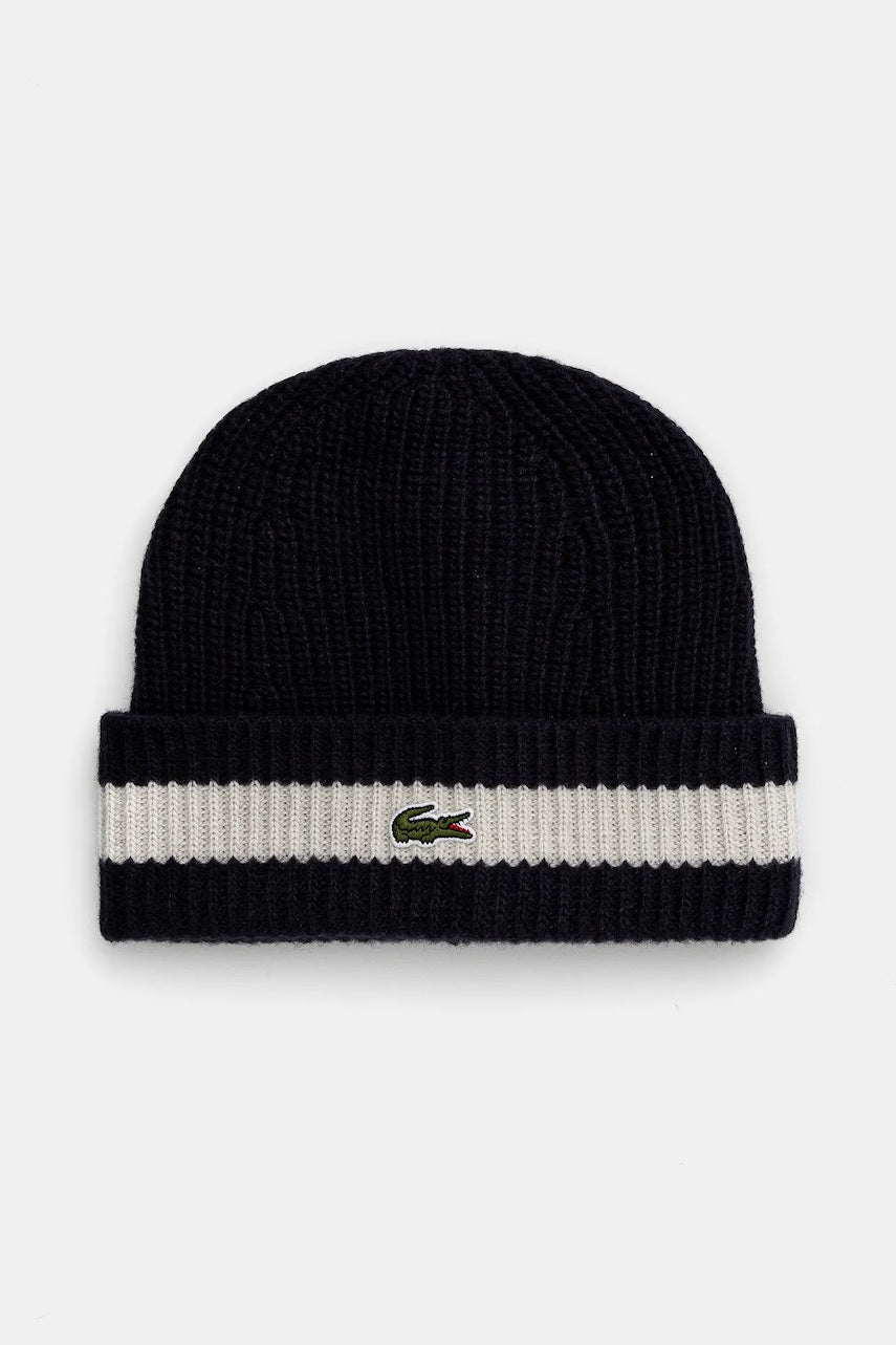 Vunena kapa Lacoste boja: tamno plava, od tanke pletenine, vunena