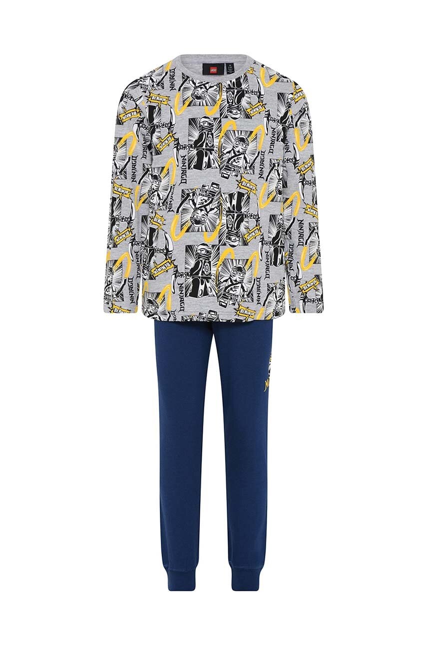 Otroška bombažna pižama Lego siva barva