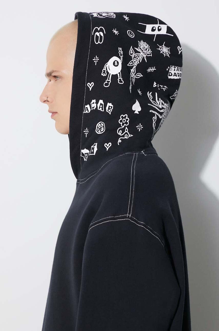 Pamučna dukserica Taikan Taikan By Stank Daddy Hoodie za muškarce, boja: crna, s kapuljačom, s tiskom TH0007.BLKCST