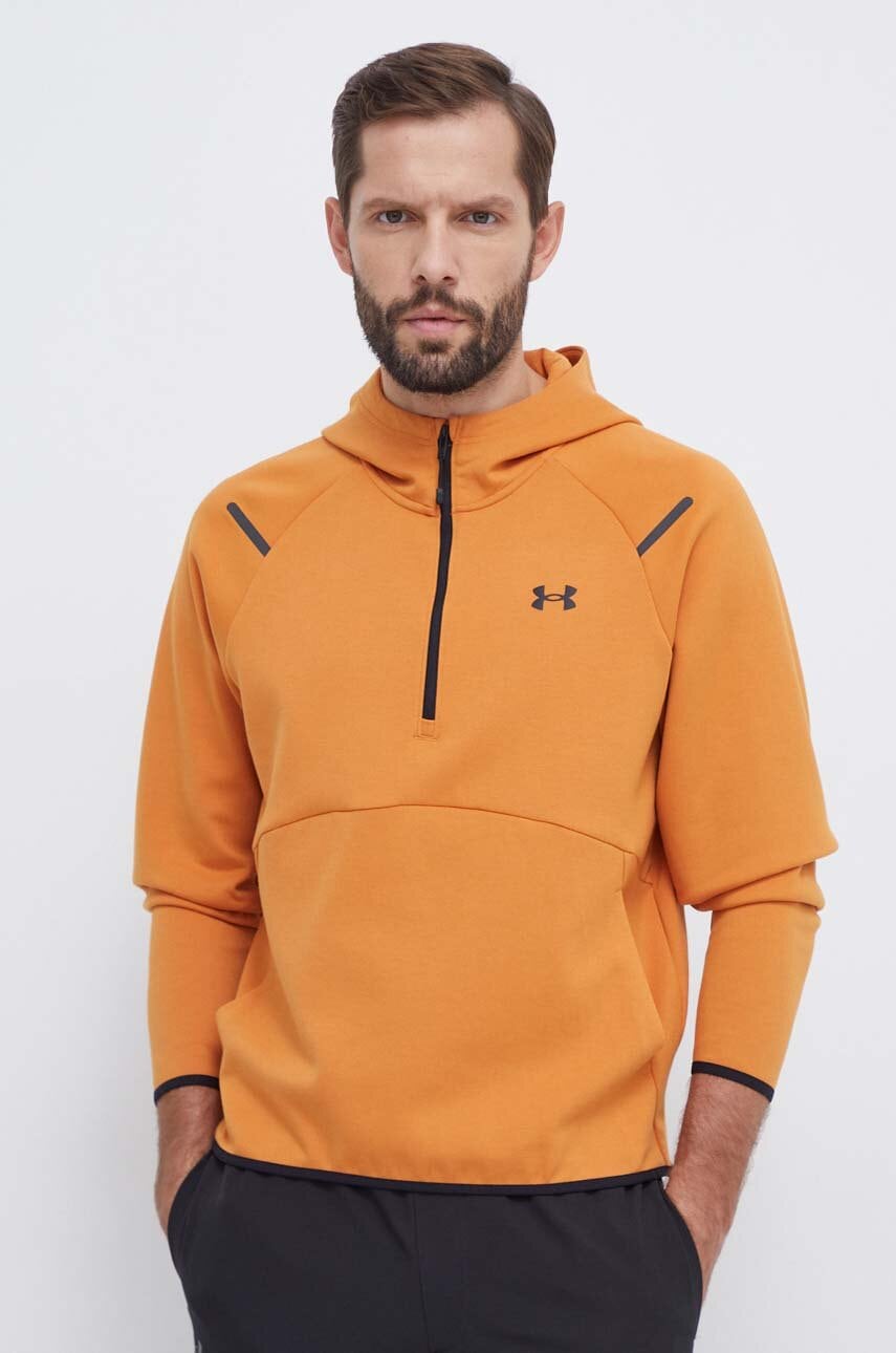 Pulover za vadbo Under Armour Unstoppable oranžna barva, s kapuco