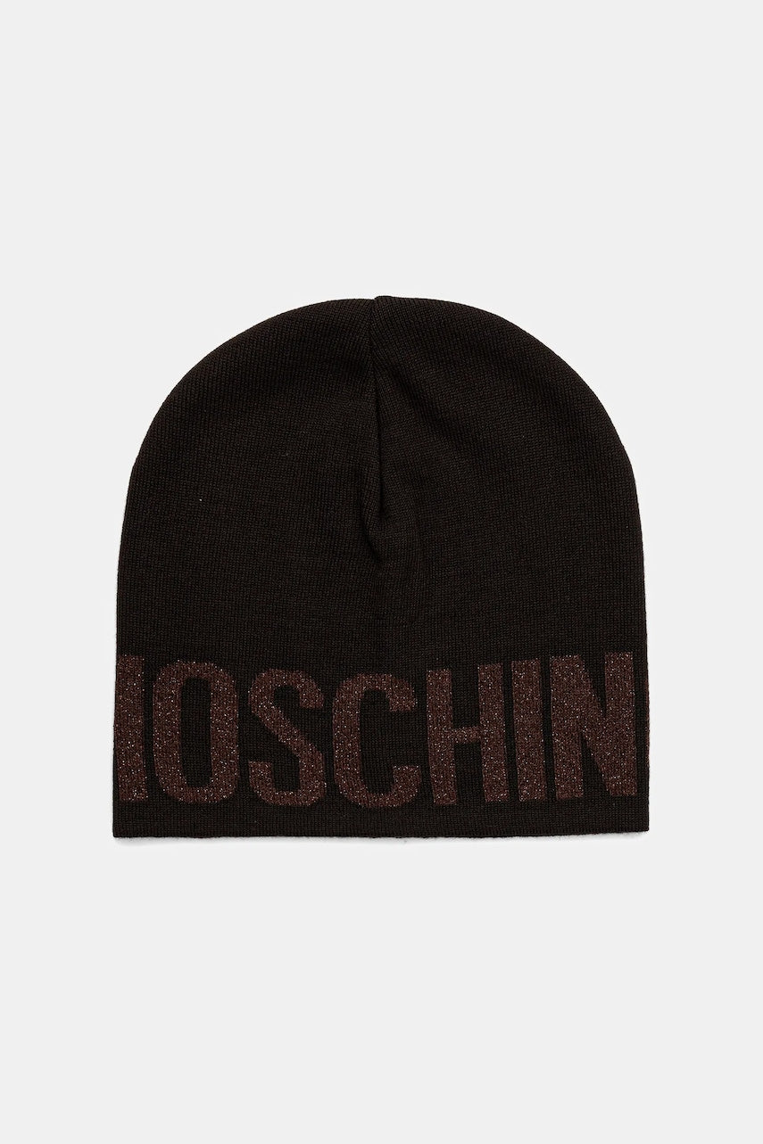 Vunena kapa Moschino boja: crna, od tanke pletenine, M2997 65165