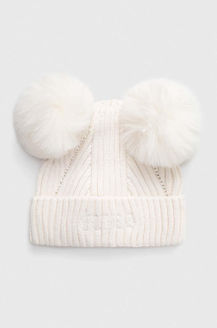 Dječja kapa Guess boja: bijela, od tanke pletenine