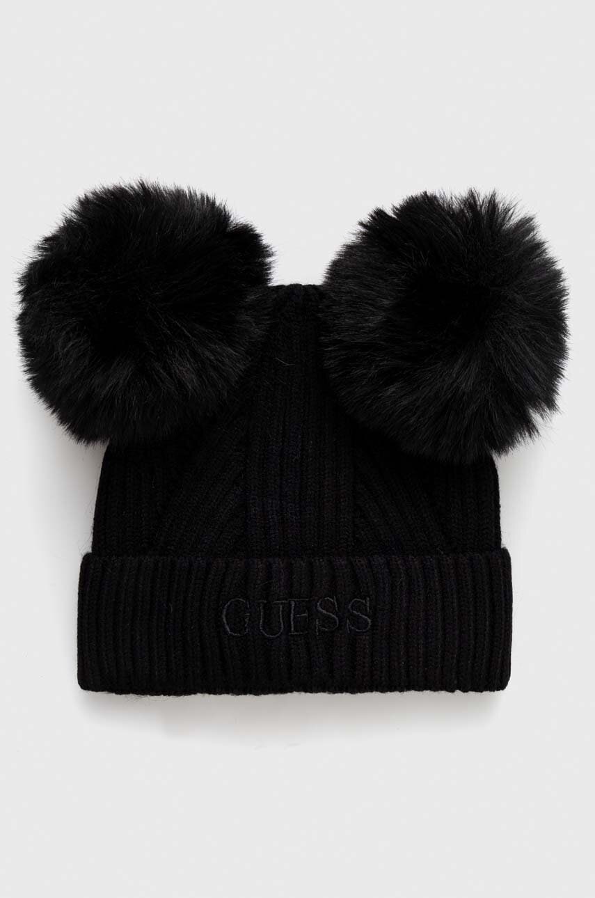 Dječja kapa Guess boja: crna, od tanke pletenine