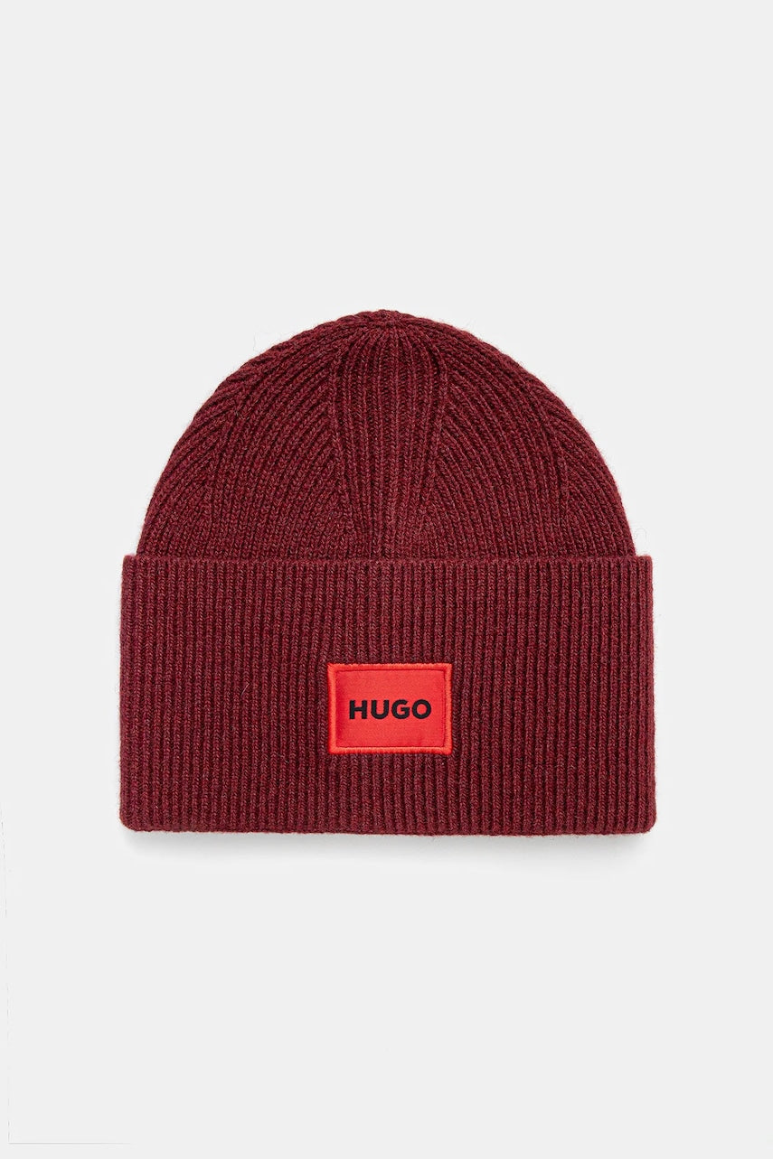 Vunena kapa HUGO boja: crna, od tanke pletenine, vunena, 50496011