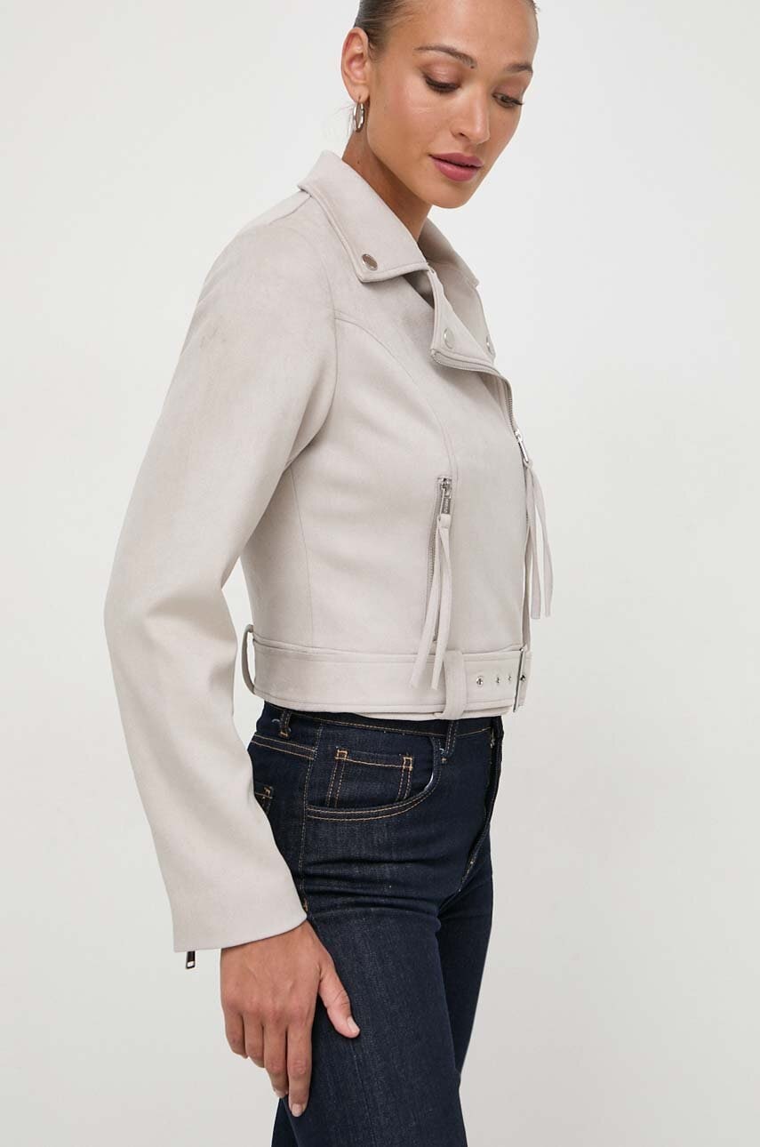 Biker jakna Guess ženska, siva barva
