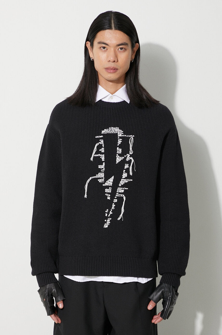 Pulover Neil Barett FLOATING INSIDE OUT THUNDERBOLT za muškarce, boja: crna, topli, PBMA159.V608.042
