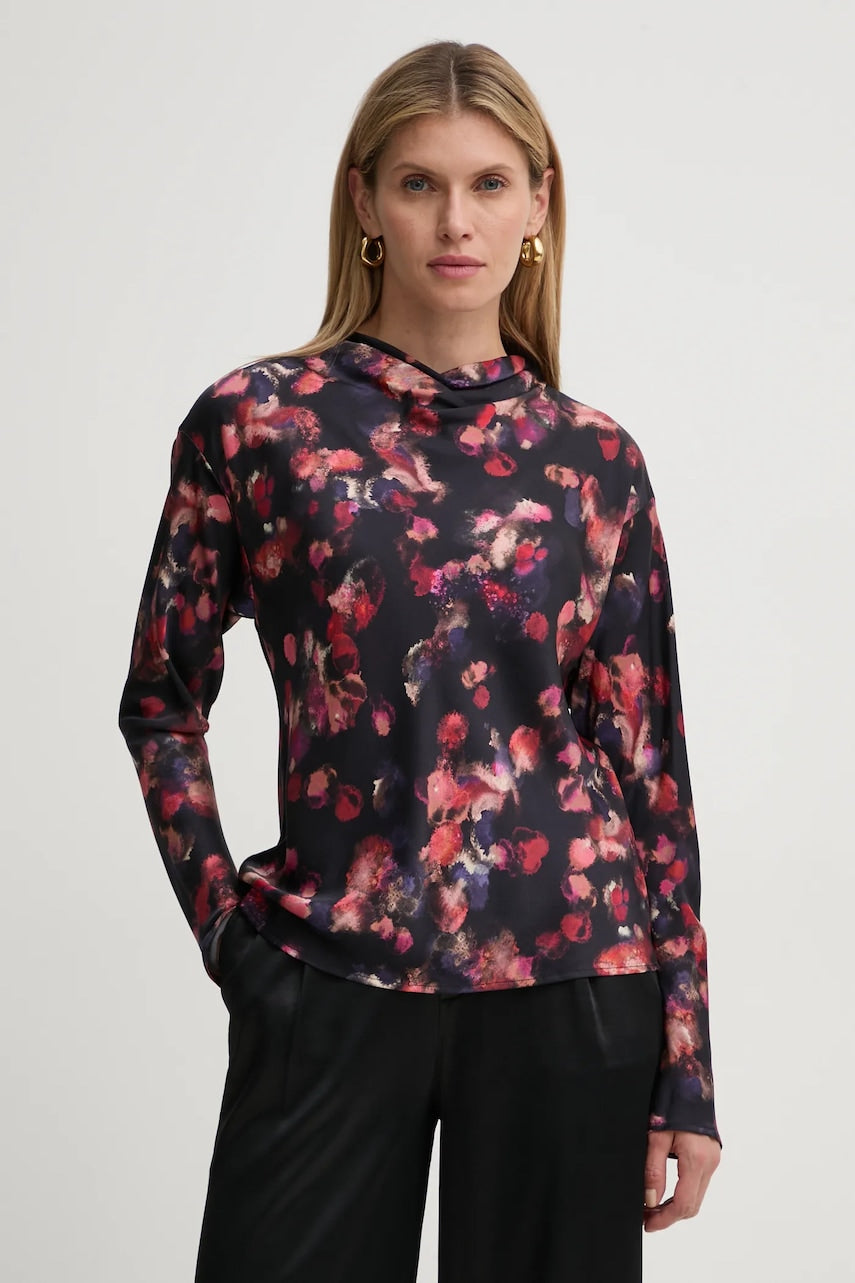 Svilena bluza A.L.C. Georgia črna barva, 5TOPS00103