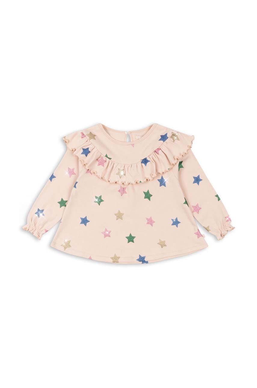 Dječja pamučna bluza Konges Sløjd MALLI GLITTER BLOUSE GOTS boja: bež, s uzorkom, KS101593