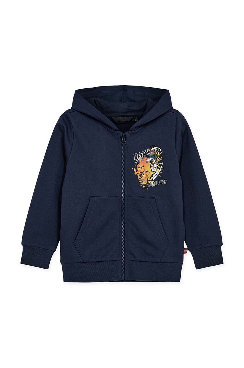 Dječja pamučna dukserica Lego LWSCOUT 613 boja: tamno plava, s kapuljačom, s tiskom, 12011313