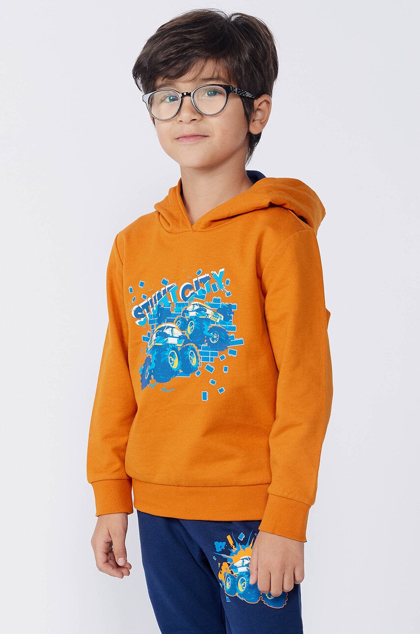 Dječja pamučna dukserica Lego LWSCOUT 611 boja: narančasta, s kapuljačom, s tiskom, 12011314