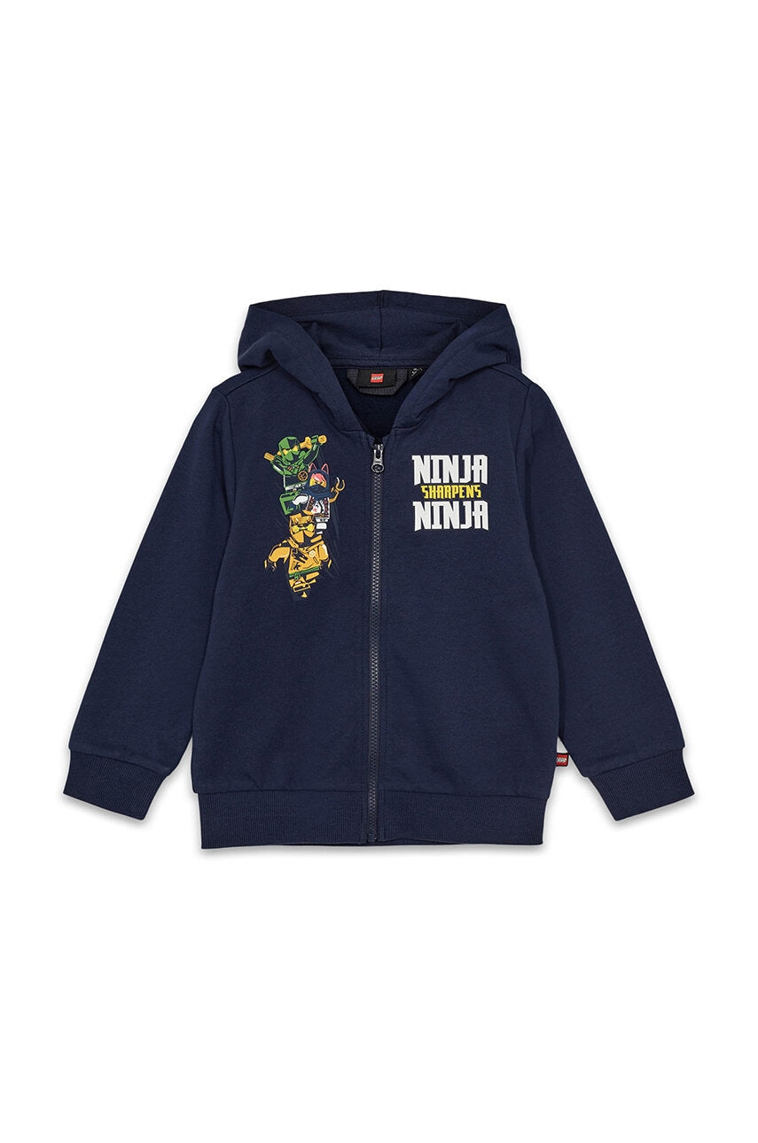 Dječja pamučna dukserica Lego LWSCOUT 700 boja: tamno plava, s kapuljačom, s tiskom, 12011339