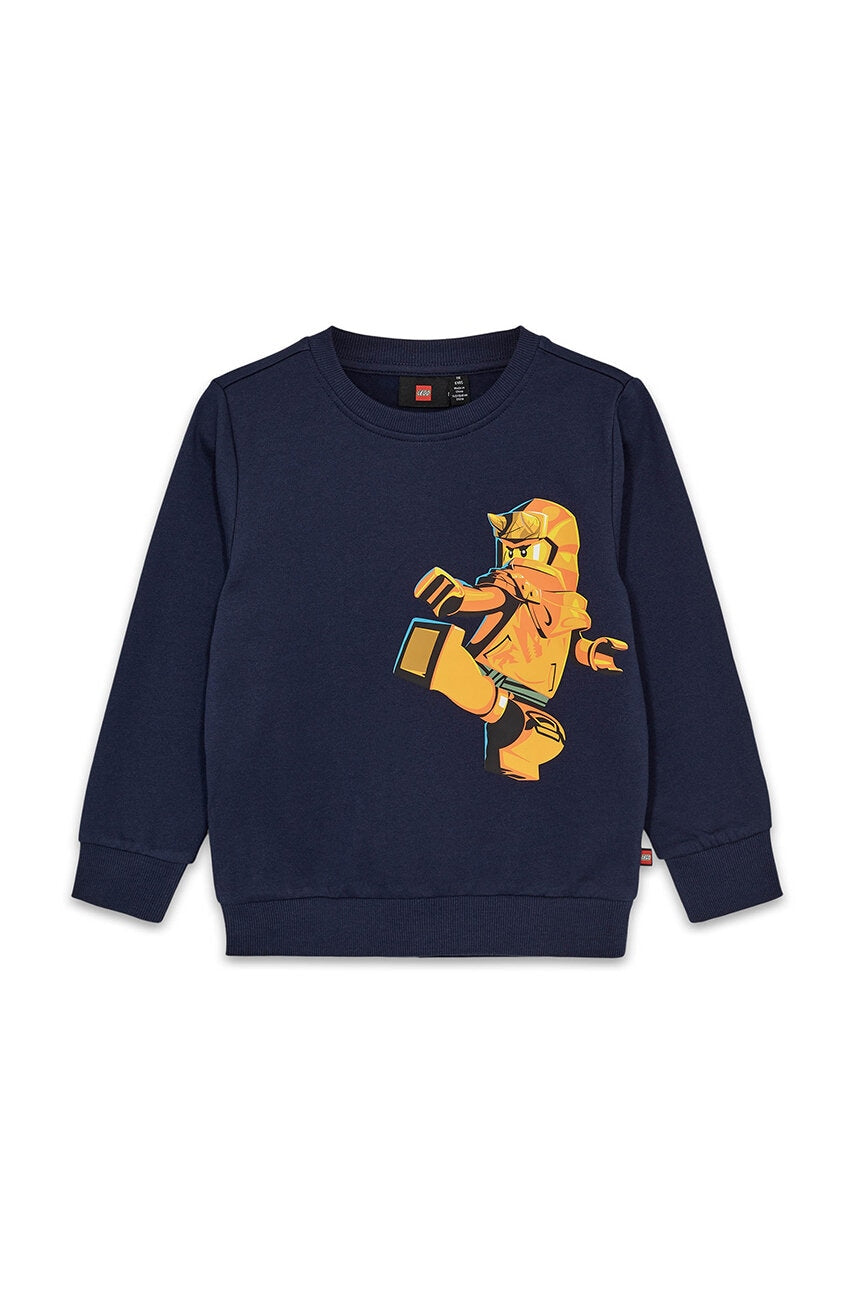 Dječja pamučna dukserica Lego LWSCOUT 704 boja: tamno plava, s tiskom, 12011342