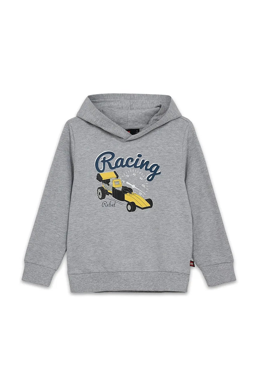 Otroški bombažen pulover Lego LWSCOUT 708 siva barva, s kapuco, 12011355