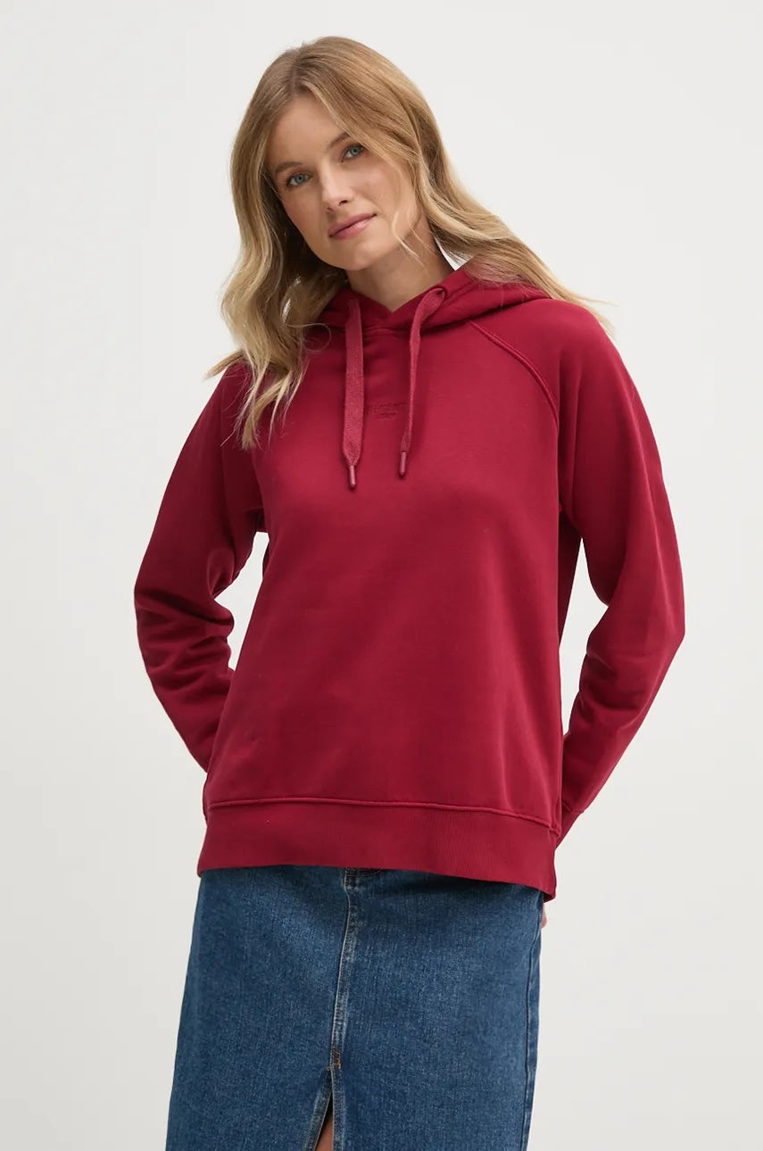 Dukserica Pepe Jeans FELICITY HOODIE za žene, boja: crvena, s kapuljačom, bez uzorka, PL581462