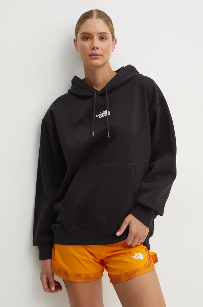 Pulover The North Face Essential Hoodie ženski, črna barva, s kapuco, NF0A89ENJK31