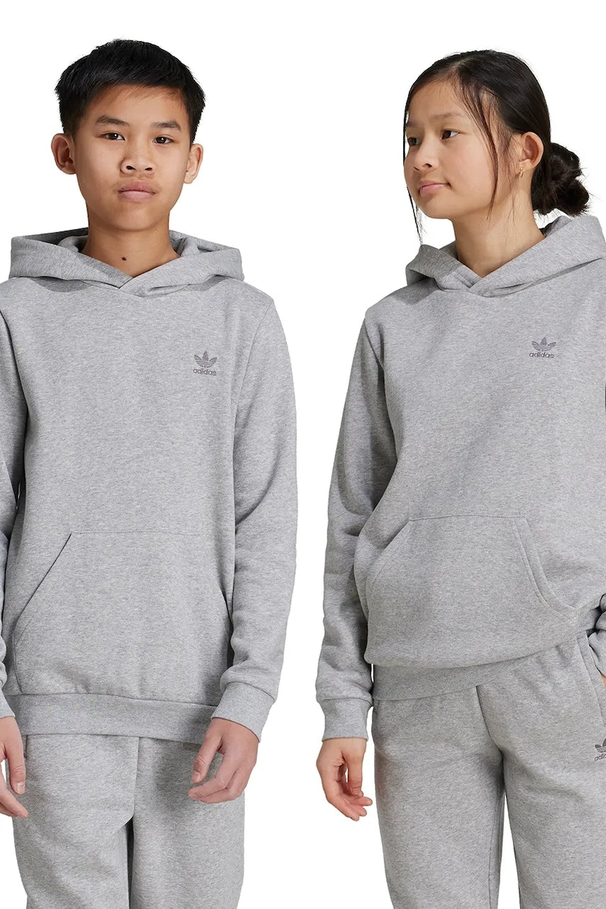 Otroški pulover adidas Originals HOODIE siva barva, s kapuco, IX5285