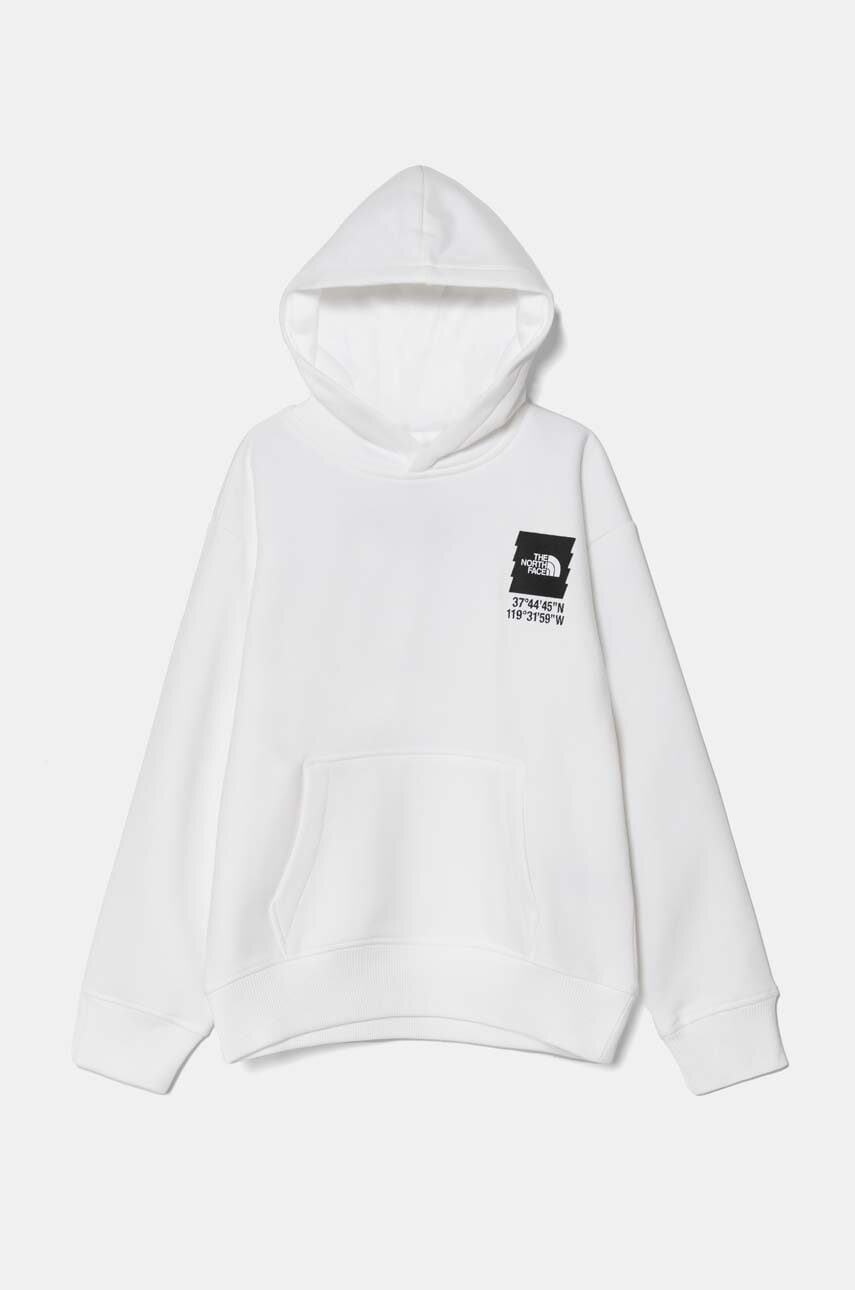 Dječja dukserica The North Face COORDINATES GRAPHIC OVERSIZED HOODIE boja: bijela, s kapuljačom, s tiskom, NF0A89HKFN41