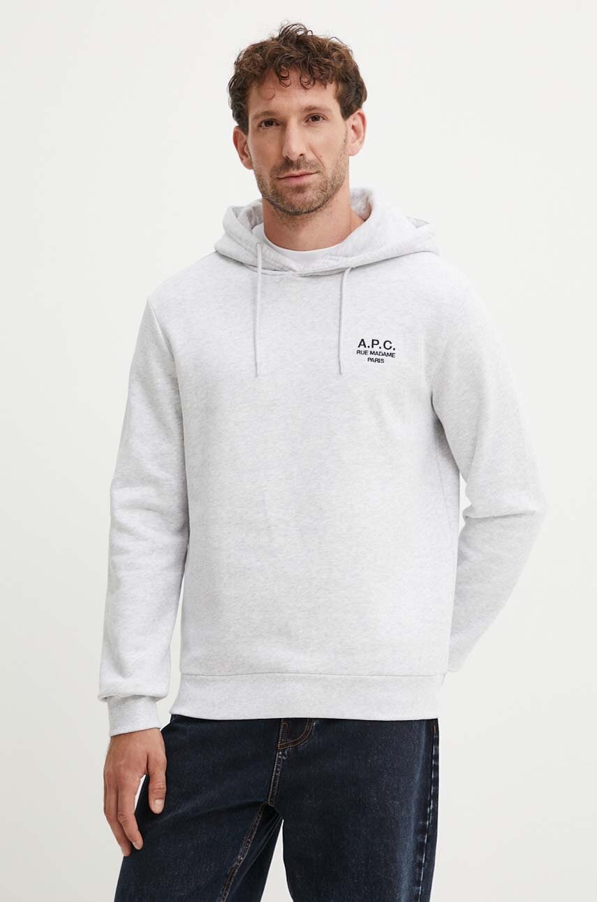 Dukserica A.P.C. hoodie standard rue madame GOTS boja: siva, s kapuljačom, melanž, COHBV.M27914