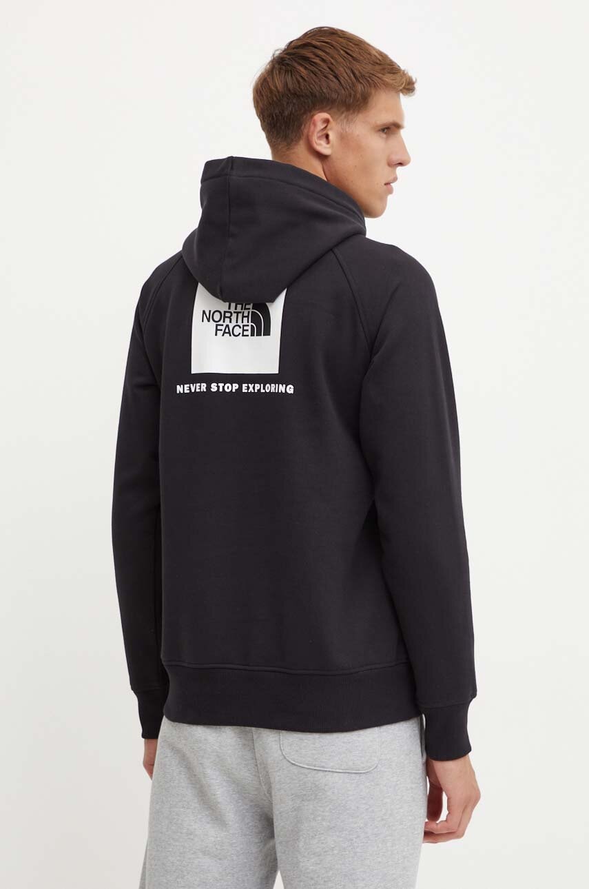 Pulover The North Face Raglan Redbox Hoodie moški, črna barva, s kapuco, NF0A89F9KY41