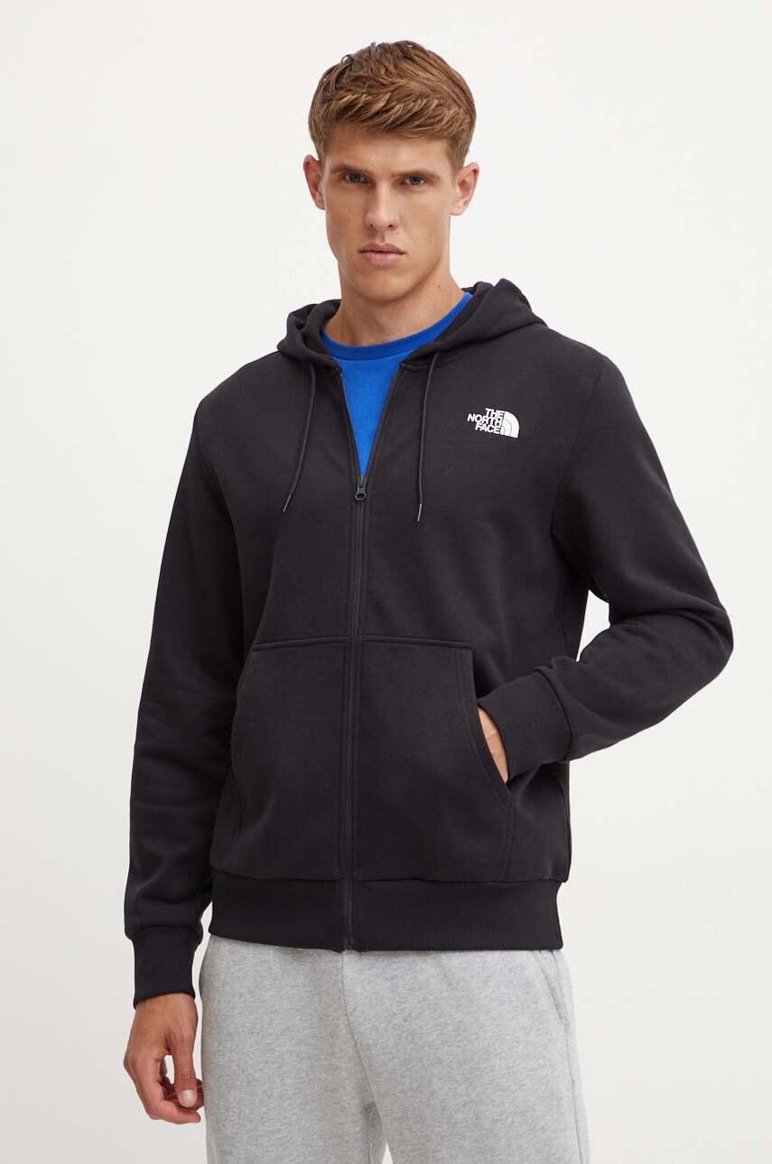 Pulover The North Face Simple Dome Full Zip Hoodie moški, črna barva, s kapuco, NF0A89FDJK31