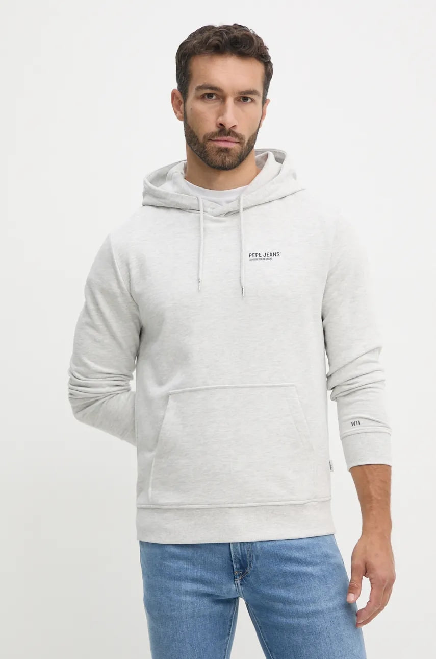 Dukserica Pepe Jeans SAM HOODIE za muškarce, boja: siva, s kapuljačom, s tiskom, PM582700