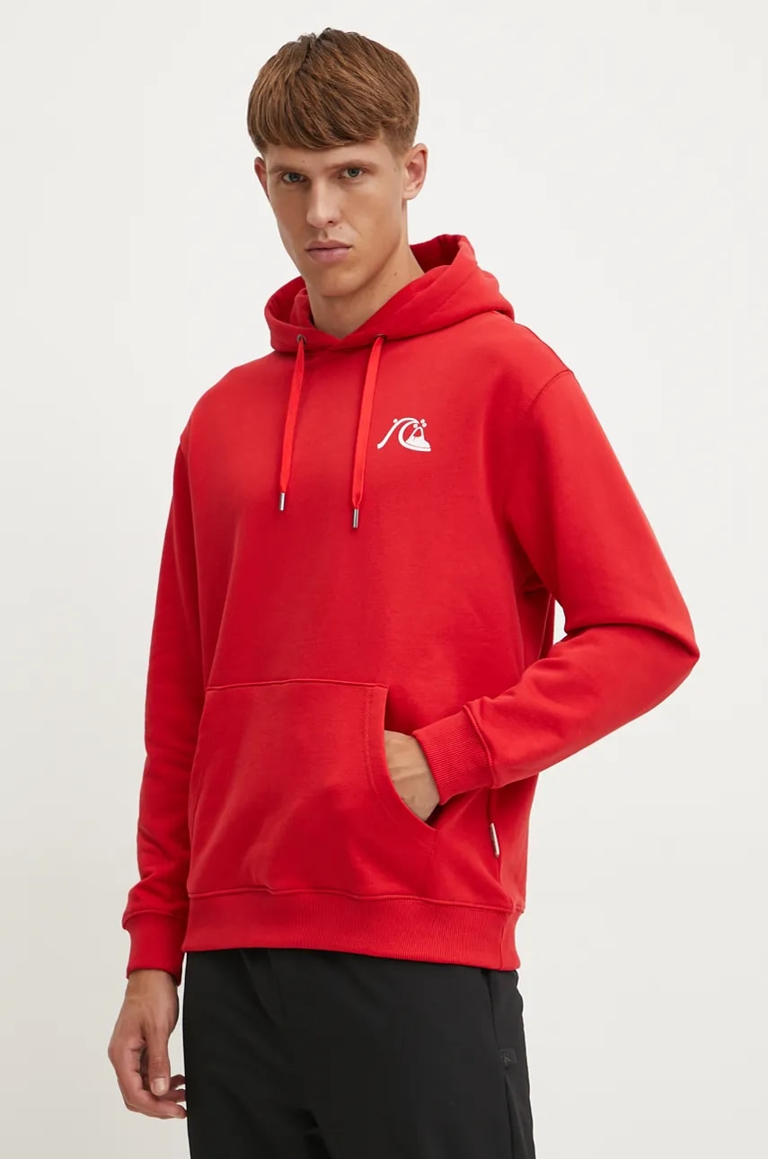 Dukserica Quiksilver Dna Bubble Logo Hoodie za muškarce, boja: crvena, s kapuljačom, s tiskom, AQYFT03372
