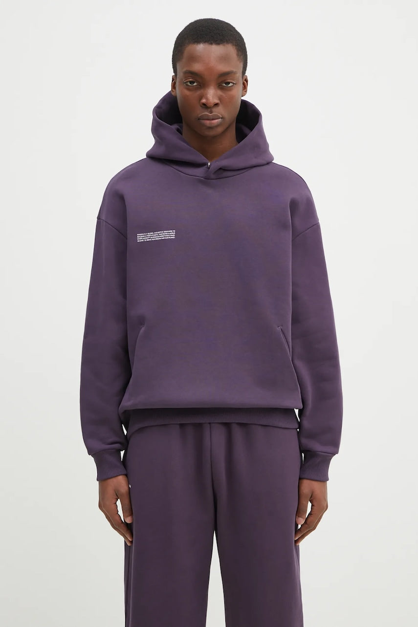 Pamučna dukserica Pangaia boja: ljubičasta, s kapuljačom, s tiskom, 10001740