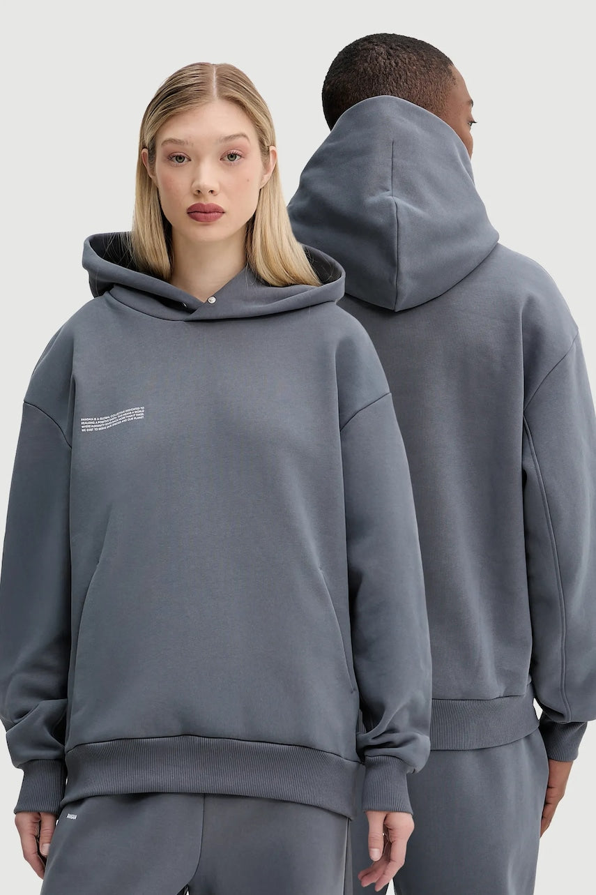 Pamučna dukserica Pangaia boja: siva, s kapuljačom, s tiskom, 10001740