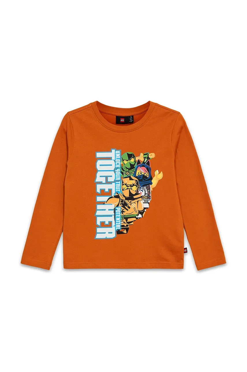 Dječja pamučna majica dugih rukava Lego LWTANO 702 boja: narančasta, s tiskom, 12011344