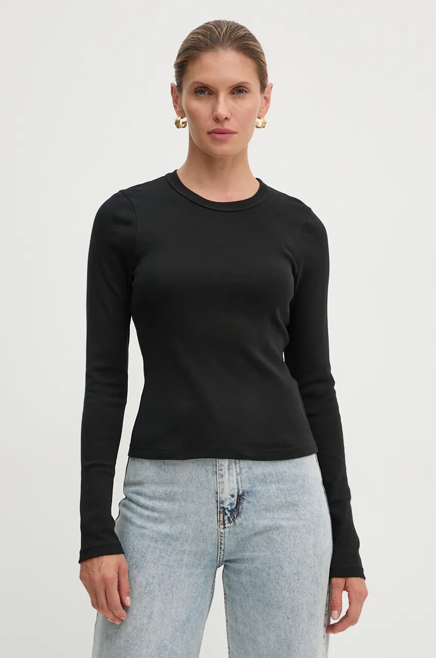Pamučna majica dugih rukava A.L.C. boja: crna, 8KTOP00782