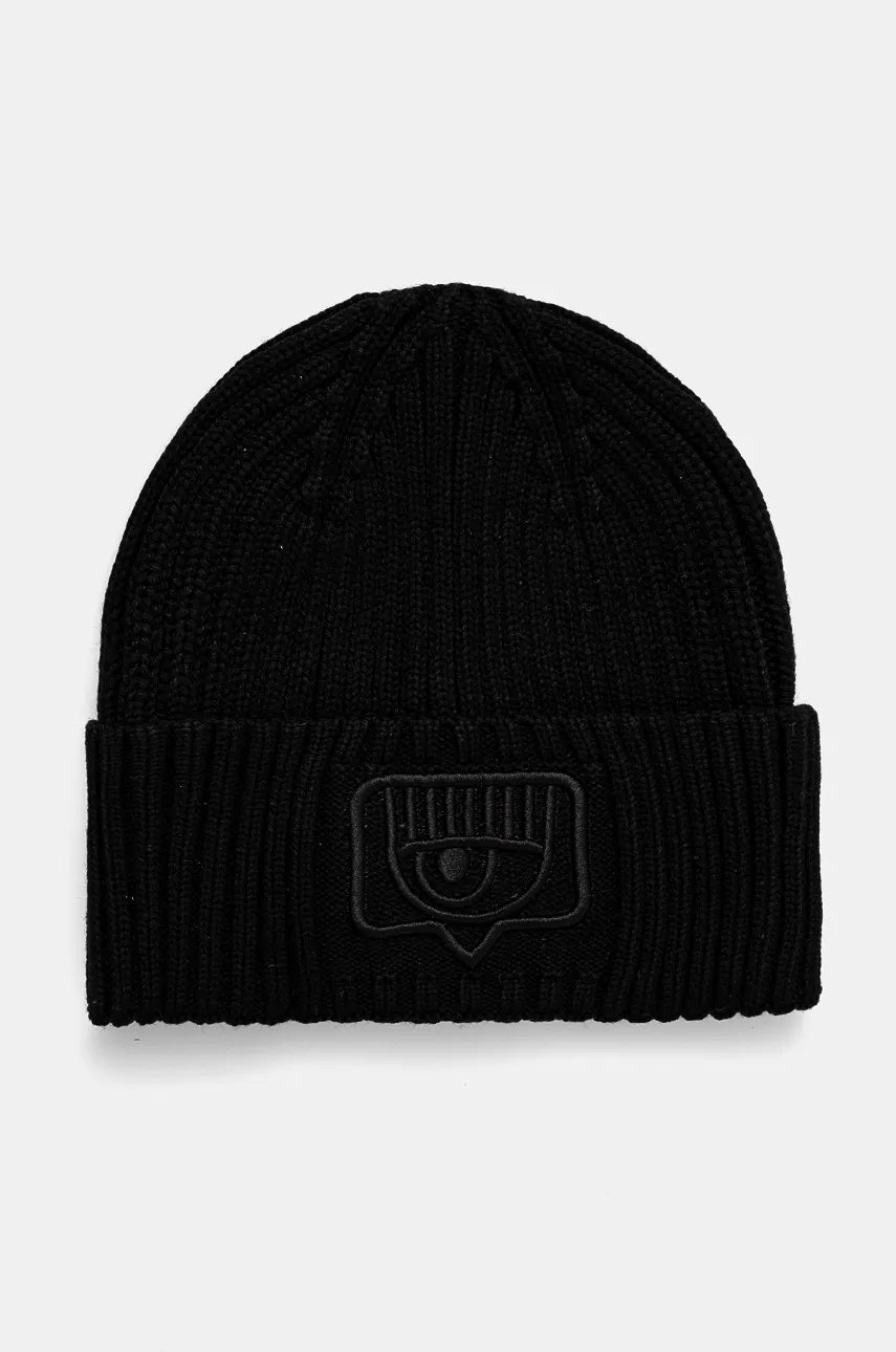 Kapa s dodatkom vune Chiara Ferragni boja: crna, od tanke pletenine, 77SBZK33