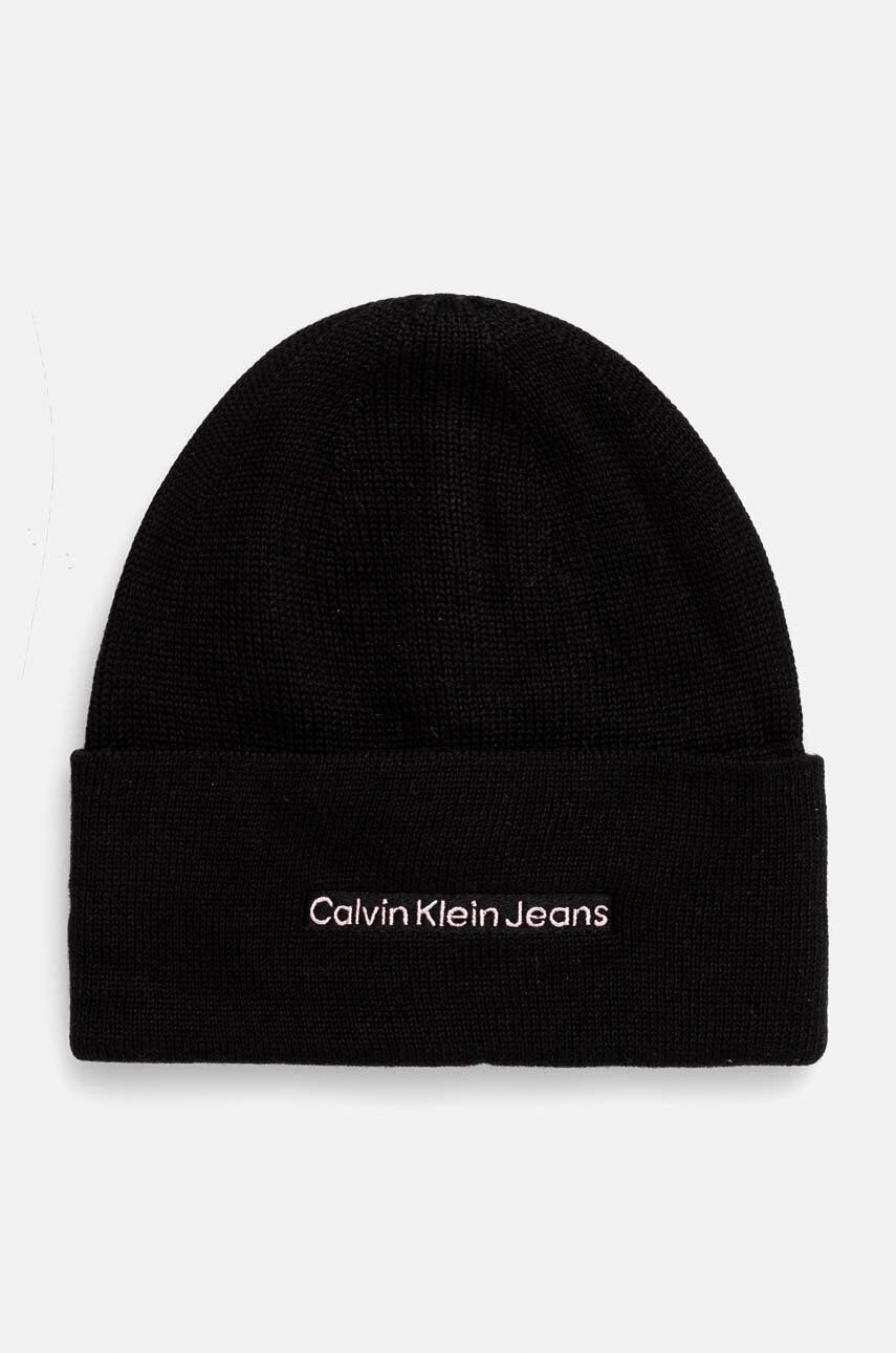 Kapa Calvin Klein Jeans boja: crna, od tanke pletenine, K60K612651