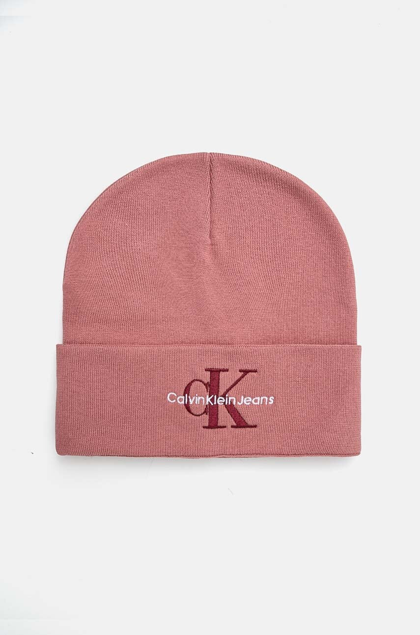 Pamučna kapa Calvin Klein Jeans boja: ljubičasta, od tanke pletenine, pamučna, K60K612668