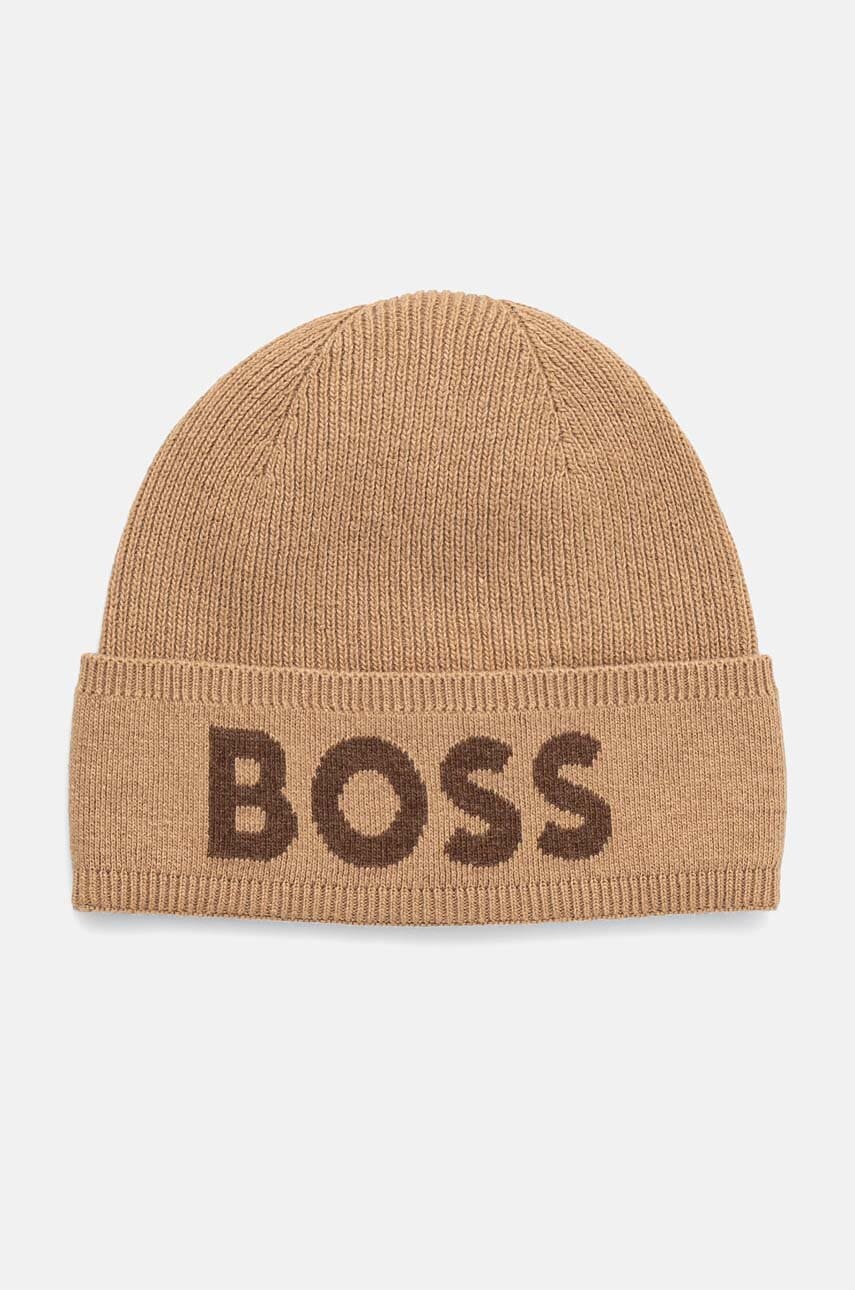 Kapa s dodatkom vune BOSS boja: bež, od tanke pletenine, 50524348