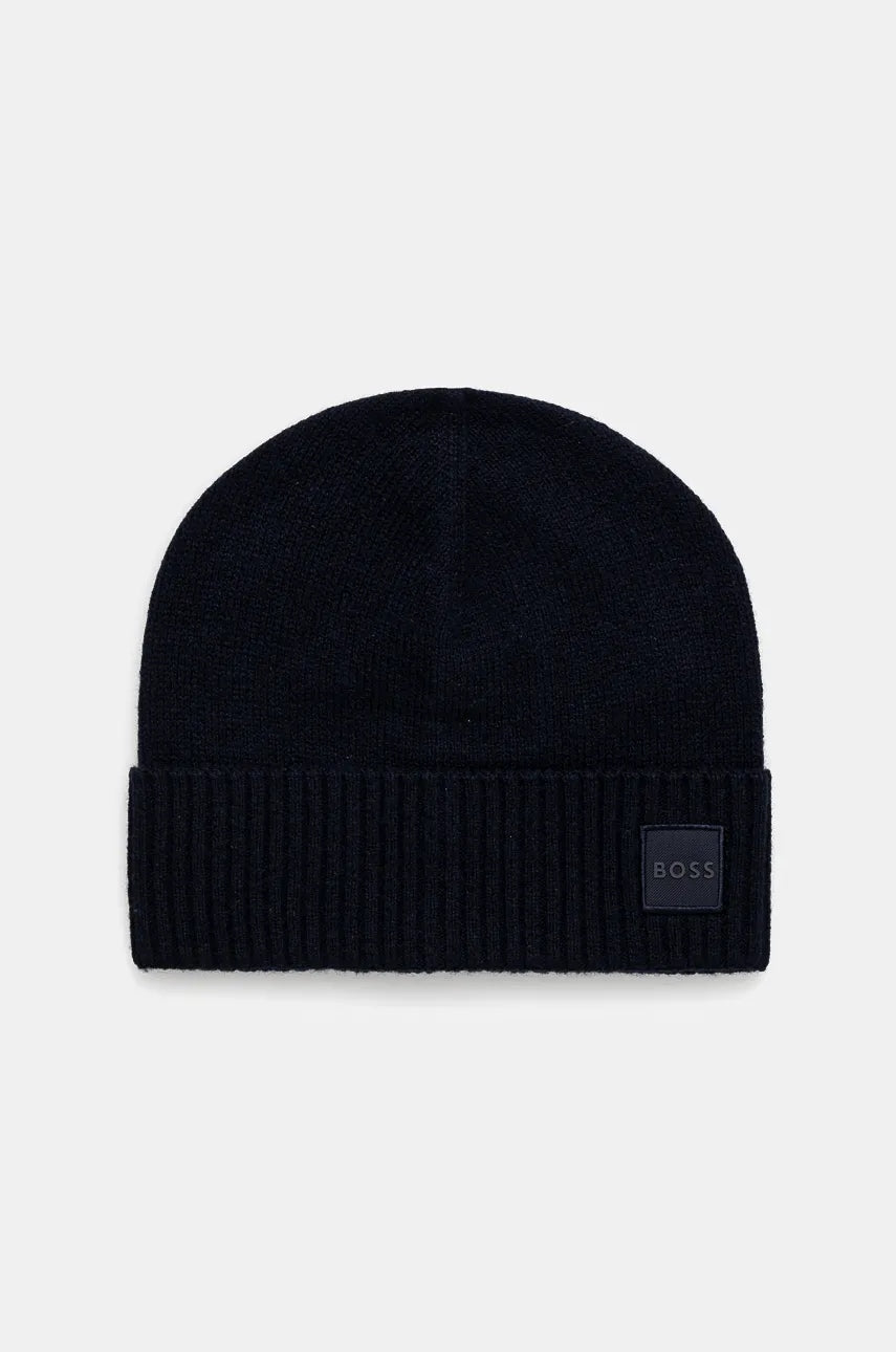 Vunena kapa Boss Orange boja: tamno plava, od tanke pletenine, vunena, 50522447