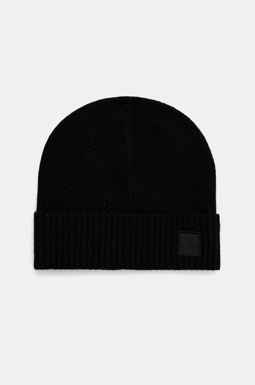 Vunena kapa Boss Orange boja: crna, od tanke pletenine, vunena, 50522447